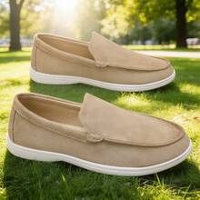 Giày nam thường ngày, giày lười da lộn, giày nam kiểu Anh cổ điển, giày bệt nhẹ và mềm mại. - Màu be - Xem 1