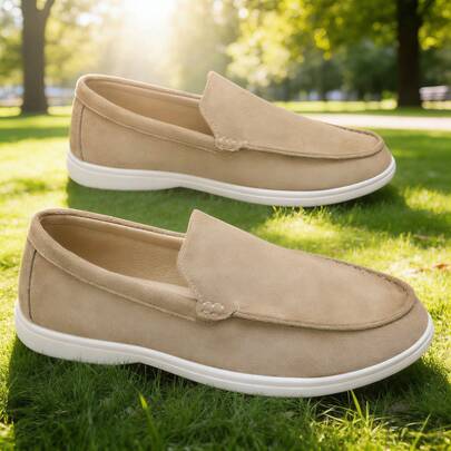 Zapatos casuales para hombres, mocasines de ante, zapatos de estilo británico clásico para hombres, zapatos planos suaves y ligeros