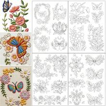 Bộ mẫu thêu in sẵn hình bướm và cây, chất ổn định tan trong nước, vải không dệt tự dính. - A - Xem 12
