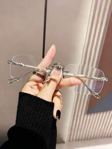 Classic Versatile High-End Rimless Metal Reading Glasses (Eyeglass Case Not Included), Unisex Fashion Glasses Suitable For Indoor Computer Reading/Gaming/TV Watching/Smartphone Use, Also Suitable For Outdoor Summer Vacation, Beach, Party, Casual Wear - Multicolor - View 9