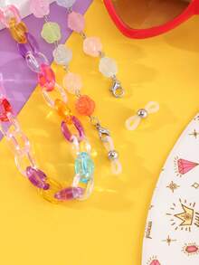 1pc Girls' Colorful Plastic Chain Eyeglass Strap, Suitable For Daily Decoration, Glasses Not Included - Multicolor - View 4