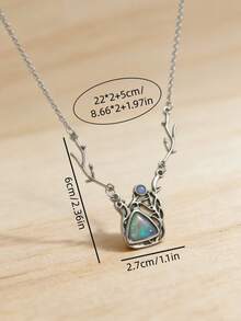 1pc Retro Geometric Pendant Necklace, Suitable For Women's Daily, Party, And Travel Wear As Jewelry Gift - Silver - View 4