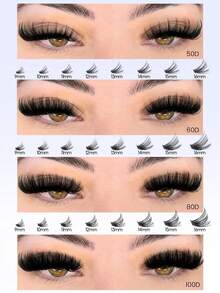 640/624/60 Cluster False Eyelashes, Personal Eyelash Book, High Capacity False Eyelashes, 9-16mm Mixed Length Eyelash Set, Beginner DIY Home Eyelash Extension Kit, Eyelash Cluster, Personal False Eyelashes, Suitable For Daily Commute, Dates, Music Festivals, Enlarges Eyes - D - View 7