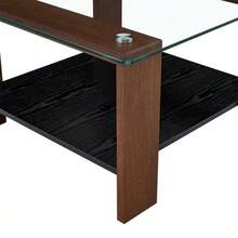 Modern Coffee Table With Storage, Tempered Glass Top And Walnut Legs, 65 X 41 X 45.5 Cm, Contemporary Living Room Table Ideal For Home Office, Apartments And Small Spaces. - View 8