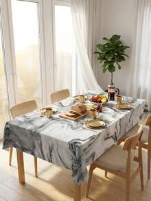 1 Stück abstrakte grau-weiße Marmor Textur Muster Tischdecke, vielseitiger künstlerischer Polyester Tischdecke mit Rüschenrand, farbbeständig, wasserdicht, knitterfrei, Tischoberflächen-Schutz, geeignet für verschiedene Anlässe, Frühjahrsdekoration, zeitgenössische Gartenfeste, modische Heimdekoration das ganze Jahr über, essenzielles Esszimmer- und Eventdekorationszubehör, Heimdekoration, Küche, Hochzeit, Bankett, Raumdekoration, Vintage-Dekoration - Verschiedenfarbig - Übersicht 7