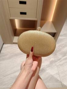 Women's Evening Bags Sparkly Rhinestone Clutch Purses Luxury Handbags | Sparkly, Rhinestone, Luxury, Sparkly, Rhinestone, Luxury - Sparkling Oval Purse With Convertible Gold Chain, Elegant Bridal & Prom Handbag For Weddings, Parties, And Formal Events - 金色 - 查看 7