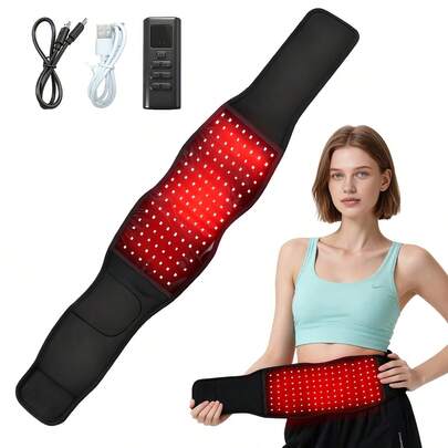 这款红光理疗腰带内置120颗LED灯珠和一个1800mAh可充电电池。这款可穿戴的红光热敷带兼具定时功能，可用于消炎、促进伤口愈合和术后恢复。它有助于放松身心，可缠绕在手臂、手腕、膝盖、脚踝，甚至可以用于动物身上。