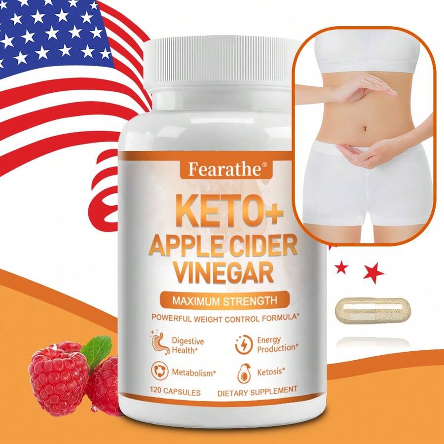 Keto + Apple Cider Vinegar, With Garcinia Cambogia - Support Digestive, Weight Management, Energy & Activity Health, 120 Capsules - 1 Bottle - View 1
