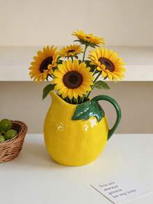 1 pieza Jarrón de cerámica con diseño de limón, adecuado para decoración del hogar, arreglos florales en la sala de estar, exhibición de flores secas, decoración del pasillo, decoración de la chimenea, decoración de restaurantes, también se puede usar como regalo - multicolor - Ver 8