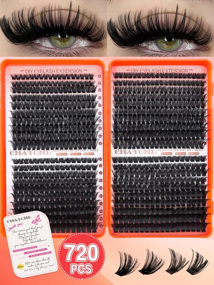 Bộ nối mi giả siêu dày 800/740/720 sợi, 10D+20D+30D+40D+50D+60D+80D/50D+60D+80D+100D, mi giả tự nhiên, 10-16 sợi mi giả 3D tổng hợp chống thấm nước, có thể tái sử dụng và tiện lợi cho sử dụng hàng ngày, ngày lễ, cosplay, trang điểm toàn diện.
