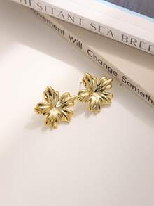 6-18件水滴、编织纹理、贝壳、海星、树叶设计耳环，适合节日、休闲、度假佩戴 - 金色 - 查看 7