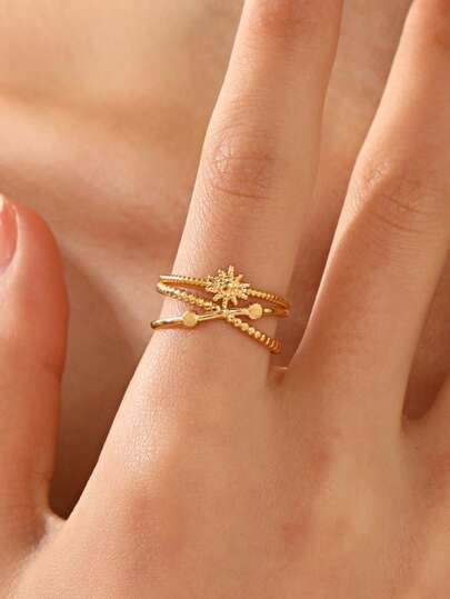 1pc Stainless Steel Minimalist French Retro Style Open Ring, Suitable For Women's Daily And Party Wear