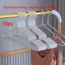 100 chiếc/gói, 10 chiếc/bộ Móc treo quần áo chống trượt chất lượng cao, đúc khuôn bằng nhựa, màu sắc hiện đại, dùng trong nhà - Màu be - Xem 14