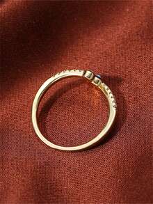 1枚可调节蓝色邪眼水钻戒指，简约百搭设计，女士款 - 開口戒指 - 查看 7