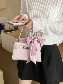 Elegant Fashion New Spring/Summer Stone Texture Handbag, Exquisite Retro High-End Silk Scarf Shoulder Bag, Unique Design High-Quality Women's Crossbody Bag, Suitable For Dates, Dining, Shopping And Photography - Pink - View 6
