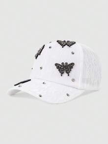 1顶女士可调节水钻棒球帽，时尚百搭尖顶帽，情侣款 - 棒球帽 - 查看 17