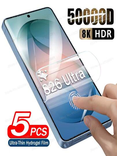 5pcs HD Hydrogel Film Screen Protector Compatible With Samsung Galaxy S26 Ultra/S25 Ultra/S24 Ultra/S26/S25/S24/S23/S22/S21/Plus/S20 FE/S23+/S22+/S21+ Fingerprint Unlocking, Anti -Scratch, Full Coverage, Anti-Fingerprint