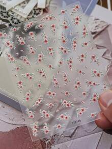1 pieza de nuevo adhesivo de uñas con estilo chino de pez dorado y flor, lindo adhesivo decorativo de flor para manualidades de primavera con adhesivo 3D - Multicolor - Ver 2