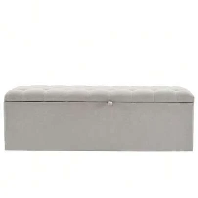 Leinen, Polsterbank, 141*41.5*47cm(L*W*H),Gepolsterte Sitzbank, Betthocker, Bank Mit Stauraum, Hellgrau
