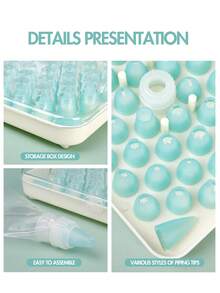Conjunto de 52 bicos de confeitar de plástico, ferramentas de confeitaria DIY com adaptador, caixa de armazenamento transparente em PS, bicos de confeitar para decoração de bolos, conjunto de bicos para biscoitos e chantilly, armazenamento portátil, estilo Ins, alta qualidade, conjunto completo, kit de confeitaria para iniciantes Ins, ferramentas de confeitaria DIY com adaptador. - Multicolorido - Ver 9