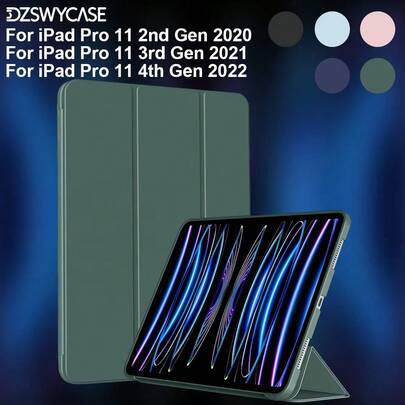 Ốp lưng cho iPad Pro 11 inch thế hệ thứ 4/3/2 2022/2021/2020, Tự động tắt/mở màn hình, Hỗ trợ sạc Apple Pencil, Giá đỡ gập ba, Vỏ mềm