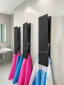 Giant Clothes Clip Bathroom Towel Rack, Extra Large Wooden Clip Towel Rack Set, Suitable For Bathroom, Farmhouse Style Wall-Mounted Towel Rack, Multi-Functional Home Laundry Decor, Towel Rack Or Hook, Bathroom Accessories Wall Decor - Multicolor - View 11