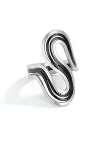 Set de 3 anillos de mujer con diseño geométrico exagerado en forma de S, anillos populares de moda - geometría - Ver 8