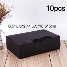 10 piezas Cajas de regalo negras con tapas, cajas de propuesta para padrinos, cajas de regalo negras de lujo con cintas, adecuadas para bodas, cumpleaños, fiestas, graduaciones, Día de San Valentín, regreso a la escuela y otras ocasiones - negro - Ver 9