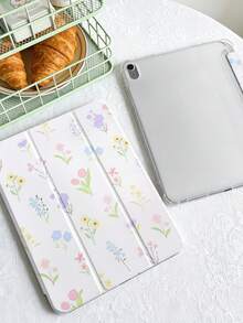 Capa para tablet com estampa floral colorida de primavera, compatível com iPad Mini 4/Mini 5/Mini 6/Mini 7/Air/Air 2/9.7/10.2/10.5/Air 4/Air 5/10.9/Pro 11 polegadas/10ª geração/Air 11 polegadas (M2) - 2024/Pro 11 polegadas (M4) - 2024/Air 11 polegadas (M3) - 2025/(A16) 11 polegadas 11ª geração - 2025, Galaxy Tab A8 10.5 polegadas - 2022. Inclui compartimento para Apple Pencil, suporte triplo, proteção de borda em TPU macio, função magnética de ativação/desativação automática. Capa tipo folio para tablet casual, divertida, terapêutica e personalizada. - Multicolorido - Ver 7