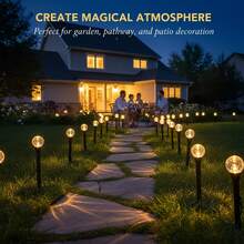 Conjunto de 1 Cordão de Luzes Solares para Exterior, com 8 Modos de Iluminação, Mini Lâmpadas Globo para Caminho, Alimentado por Energia Solar, Ideal para Decoração de Jardim, Passarela, Pátio, Paisagismo, Gramado, Quintal, Festas, Casamentos e Eventos Decorativos. - Luzes solares - Ver 10