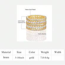 MDFUN Anillo de banda ancha con marquesa y circonita redonda para mujer - Joyería de declaración de múltiples filas chapada en oro de 14k - Dorado - Ver 12