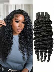 1pc Burmese Curly Bundles, 16" 18" 20" Unprocessed Water Wave Quick Weaving With Spiral Curl Ends, Virgin Natural Black Hair Extensions For Women - SNatural - View 12