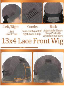 13x4蕾丝前额水波纹假发，带婴儿发，透明蕾丝前额波浪假发，预先拔毛，自由分缝，女士假发，180%密度 - Natural Black - 查看 10