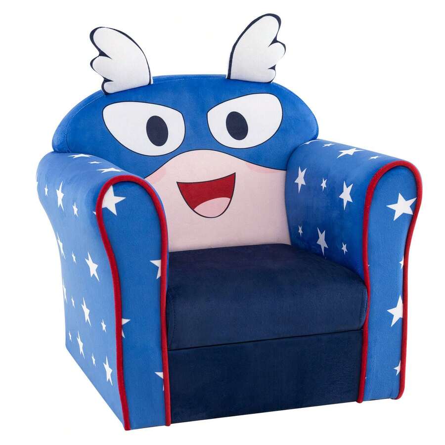 COSTWAY Kids Armchair With Soft Cushion And Cute Pattern, Blue - Blue - View 1