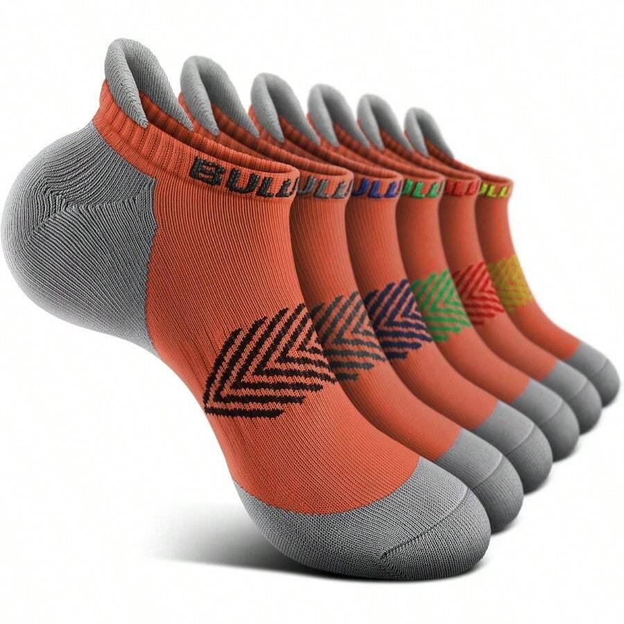 Socks Women 6Pairs - Womens Athletic Ankle Socks No Show Cushioned Walking Running - Compression Arch Support - 11-13 + 6pairs-orange8237 - View 1
