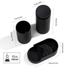 Soap Dispenser Set With Tray And Cup (Cup Holder), Suitable For Bathroom And Kitchen Organization - Black - View 6