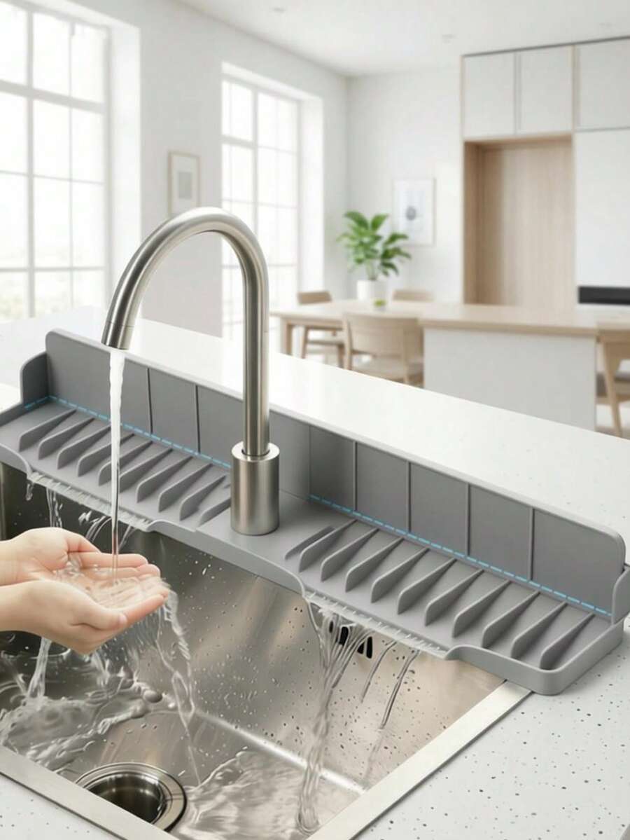 Anti-Splash Pad For Faucet - A Non-Slip Drainage Mat Suitable For Sinks, Dries Quickly, And Protects Bathroom And Kitchen Sinks. Easy-To-Clean Surface, Fits Single-Hole Faucets, Applicable For Kitchen And Bathroom Vanities
