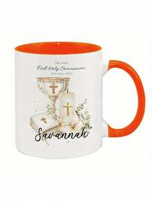 Customized Personalized Text Religious Communion Mug, White Ceramic Communion Coffee Cup, Religious Theme, Unisex Unique Gift, Thanksgiving Gift, Holiday Gift, Religious Theme Mug - Multicolor - View 5