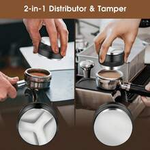 Bình rắc phấn bằng thép không gỉ 51mm/53mm/58mm kèm cọ quét cà phê, dụng cụ phân phối phấn có tay cầm - màu đen - Xem 3
