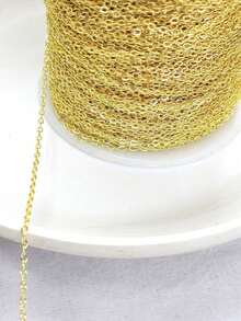 10m/Roll Stainless Steel Solid Color Flat Cross Chain, Steel Color & Gold Chain, Jewelry Making Metal Chain - Stainless Steel Chain - View 7