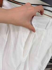 Linen Shirt And Shorts Set (2 Pieces) - White With Pockets - View 5