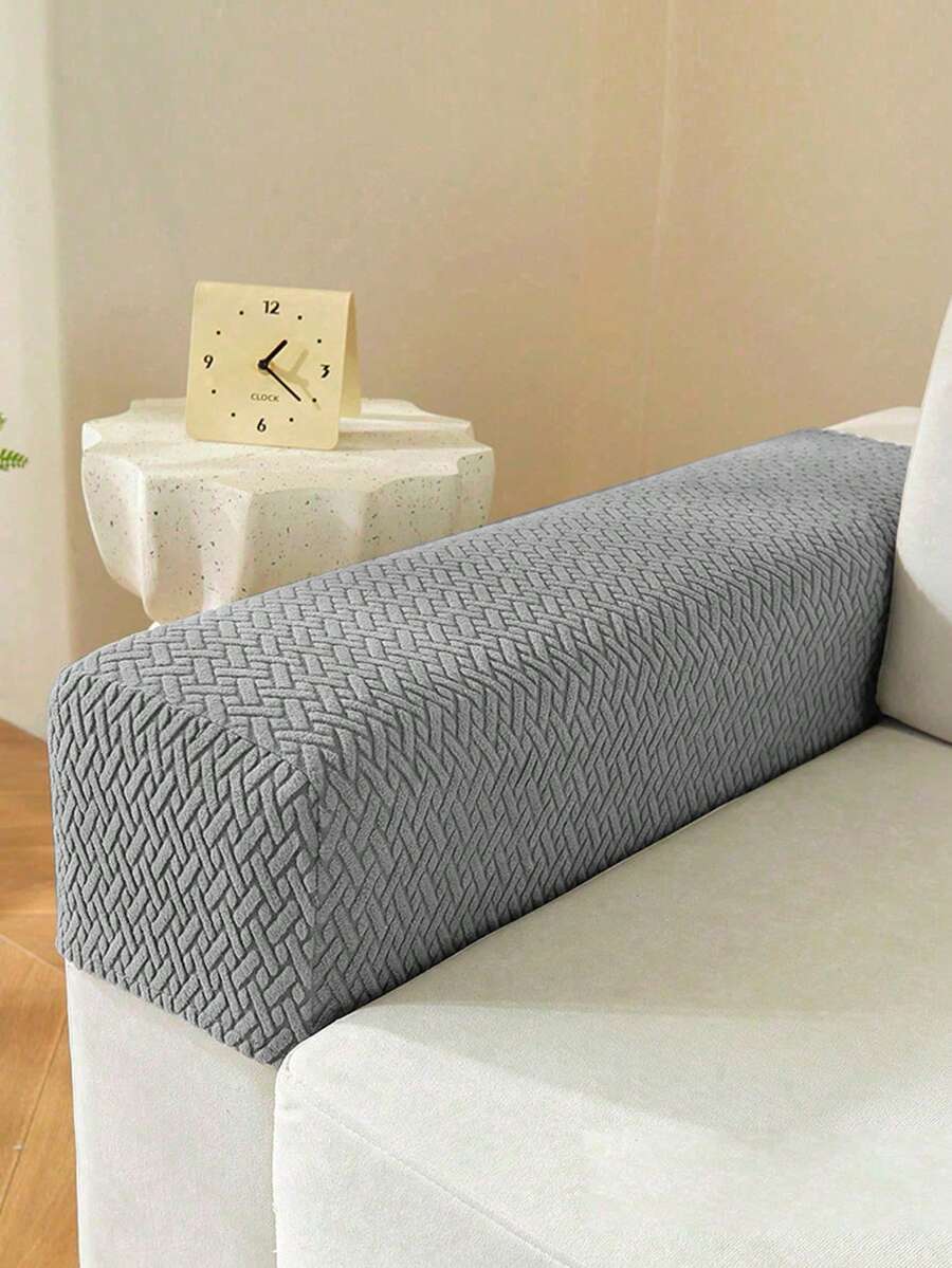 2 piezas Fundas de reposabrazos de sofá a cuadros abstractos, protectores de reposabrazos universales prácticos y duraderos - Gris Oscuro - Ver 1