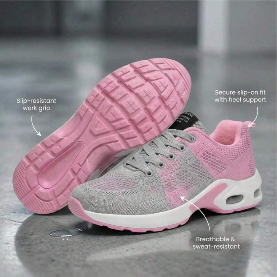 Women's Slip-Resistant Orthopedic Work Sneakers | Arch Support, Wide Toe Box For Nurses, Teachers, Chefs & All-Day Standing Professionals,Runs Half Size Small - 粉色 - 查看 1