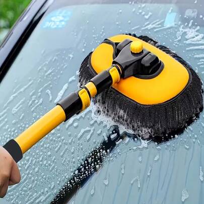 15° Rotatable Long Handle Car Wash Brush, Soft Bristles No Scratch Cleaning Brush, Retractable Car Washing Tool Suitable For Vehicles, Trucks, SUVs, Windows And Floor Cleaning