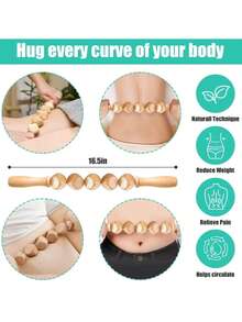 Bộ 6 con lăn massage bằng gỗ, bộ dụng cụ massage bằng gỗ, dụng cụ massage cầm tay bằng gỗ - dụng cụ massage toàn thân - Màu vàng - Xem 7