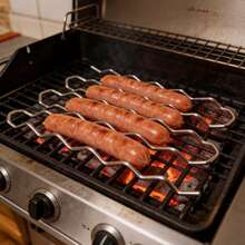 1pc Hot Dog Holders For Grilling, BBQ Sausage Roller Rack, Hot Dog Roller Sausage Roller Rack, Sausage Roll Rack Stainless Steel BBQ Hot Dog Rack, 8 Sausage Holder & Roller - 1pc - View 4