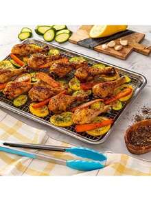 1pc Stainless Steel Baking Tray With Cooling Rack Set, Rust-Resistant Baking Pan, Thickened Rim, Suitable For Cooking And Baking, Eid Al-Fitr & Eid Al-Adha Supplies, Barbecue Tools - 31.5x24.5x2.5cm - View 2