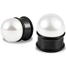 2件装珍珠耳扩，女士白色珍珠耳塞耳环，耳廓扩张器，穿刺饰品，婚礼配饰 - round - 查看 22