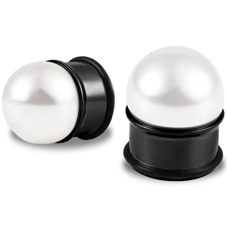 2pcs Pearl Ear Gauges, Women's White Pearl Ear Plugs Earrings, Ear Stretchers, Piercing Jewelry, Wedding Accessories - Round - View 22
