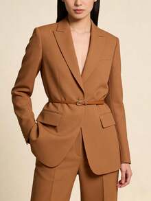 1PC Women's Minimalist Thin PU Leather Belt With Gold Pin Buckle, Casual Waist Strap For Dresses & Jeans - Casual Decorative Belt - View 2